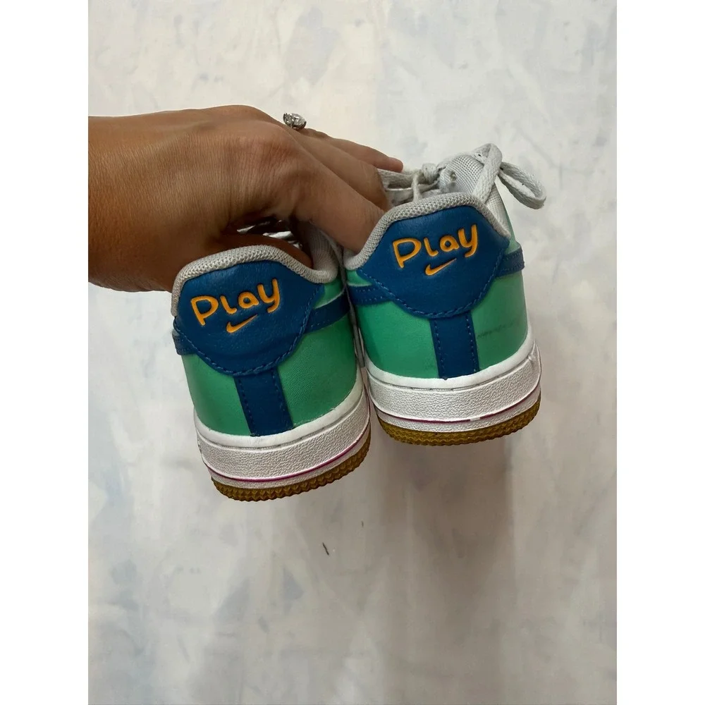 NIKE Girls 2 Green White Purple Air Force 1 LV8 BG White Green Abyss Spring